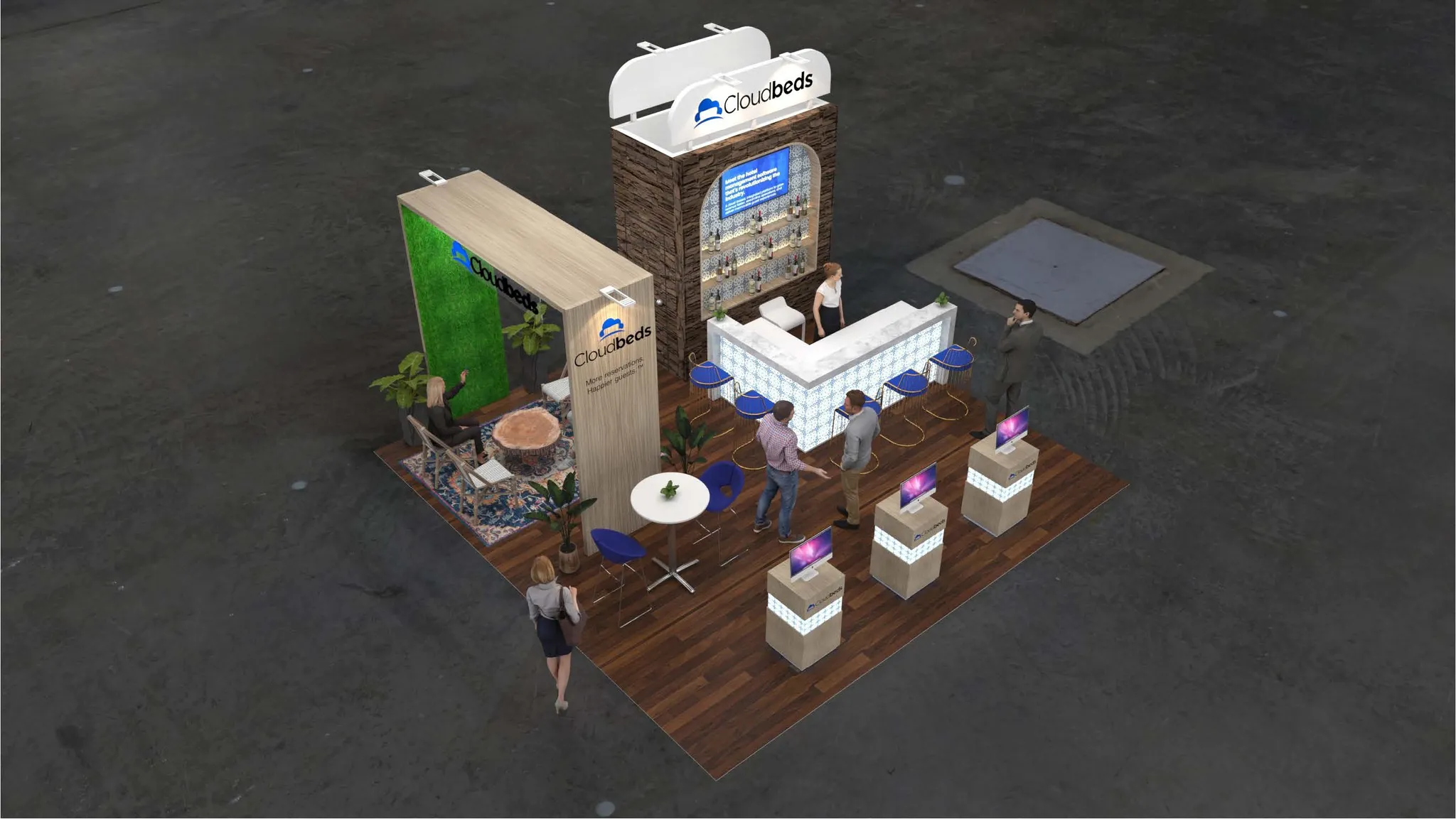 20x20 Island booth design by Reaction Space